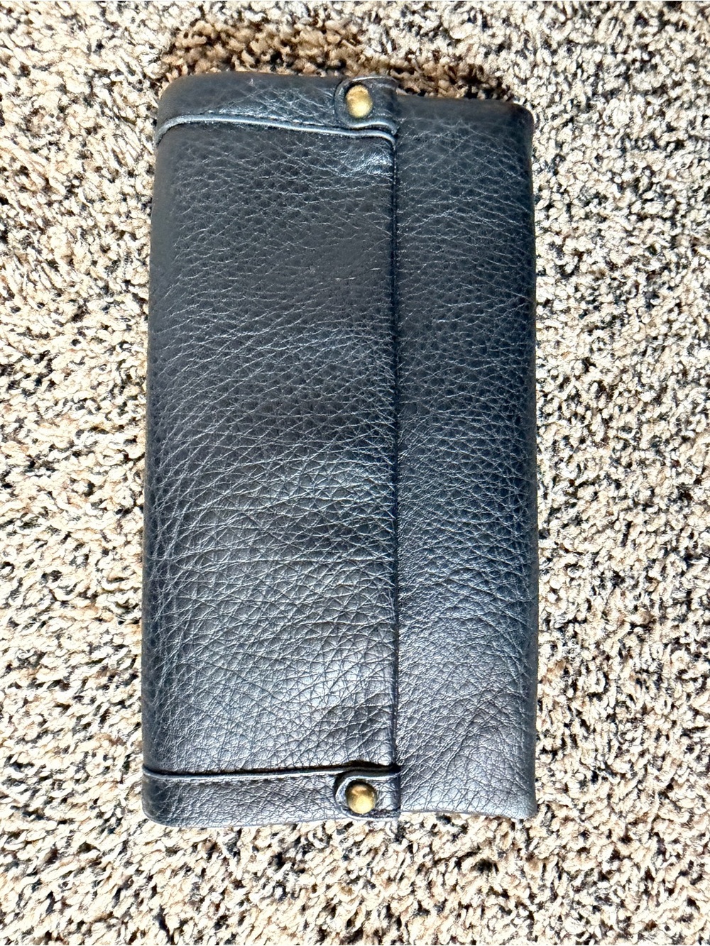 Black Leather Long Wallet - Classic Bifold Style